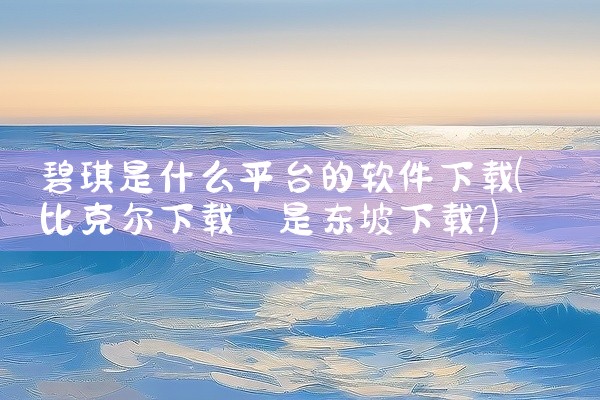 碧琪是什么平台的软件下载